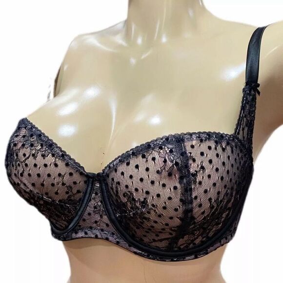 Victoria’s Secret Dream Angels Polka-dot Mesh Unlined Balconett black - Picture 1 of 4